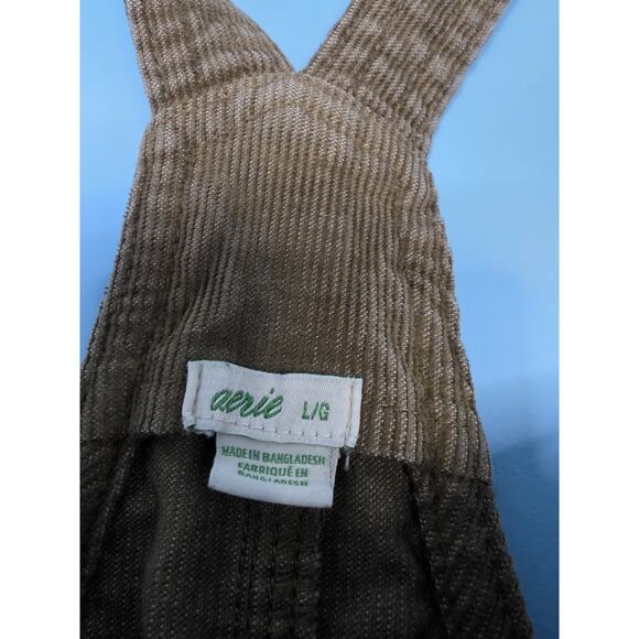 aerie Corduroy Women’s Light Brown Overalls Pants Deep Pockets Size Large - Picture 4 of 7